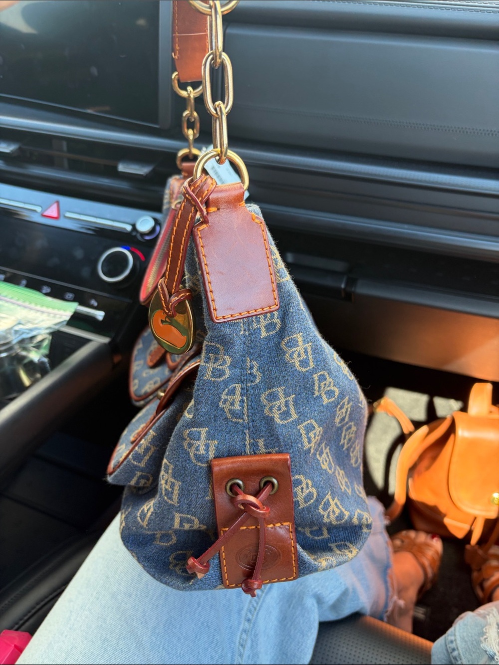 Vintage Dooney Bourke Denim Double Pocket Shoulder Tote bag - Picture 2 of 9